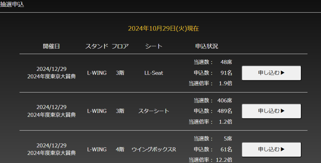 東京大賞典2024指定席買い方！残席販売や倍率,駐車場ホテルについても | サトコレ！